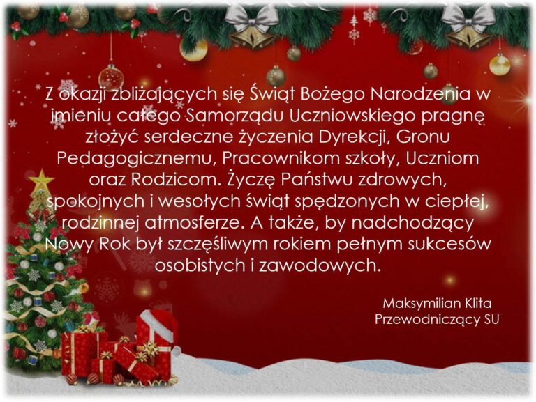Życzenia od Samorządu Uczniowskiego