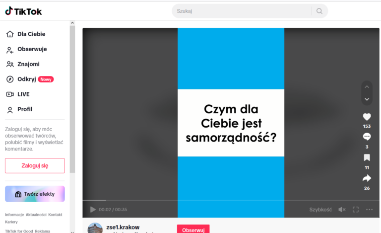 Tik Tok ZSE nr 1 już działa!