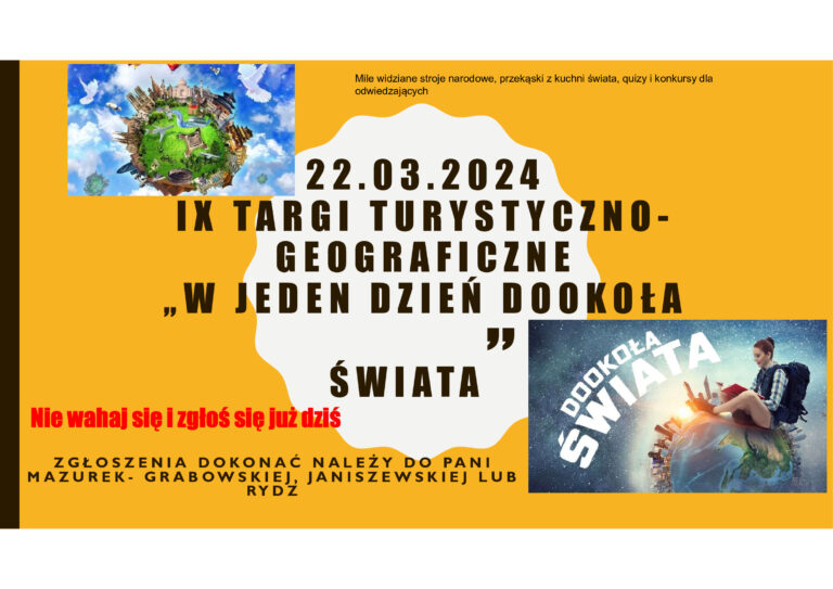 Wyniki konkursu IX Szkolnych Targów Geograficzno – Turystycznych „W jeden dzień dookoła świata”